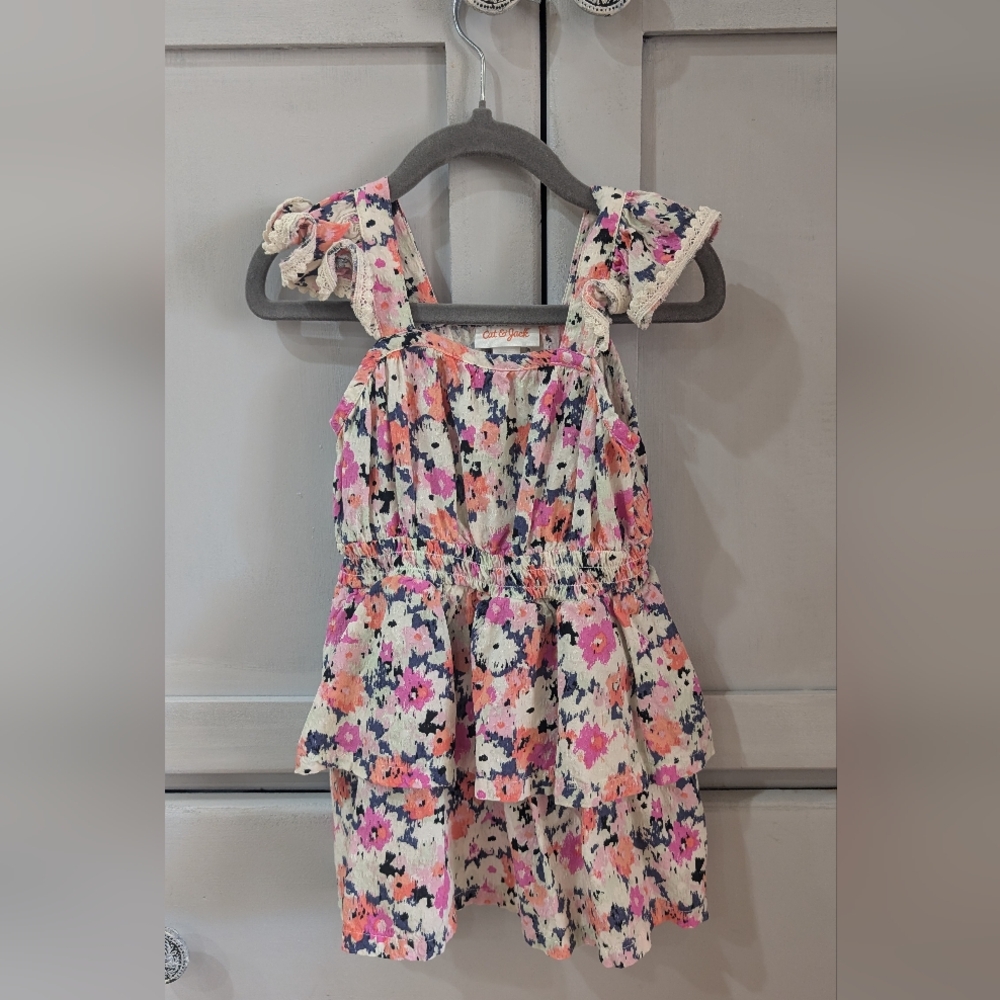 Cat & Jack Pink and Purple Jumpsuit with Ruffled Straps